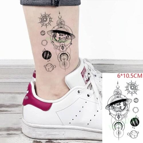 Waterproof Temporary Tattoo Sticker Astronaut Planet Star Moon Circle Pattern Body Art Flash Tattoo Fake Tattoo for Women Men