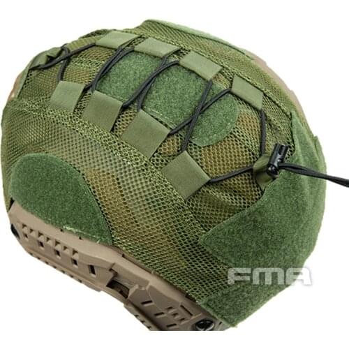 FMA TB1310 Tactical Helmet Protective Cover with Hook & Loop Mesh Cloth Fabrics Green Camouflage BK DE Tactical Helmet Skin