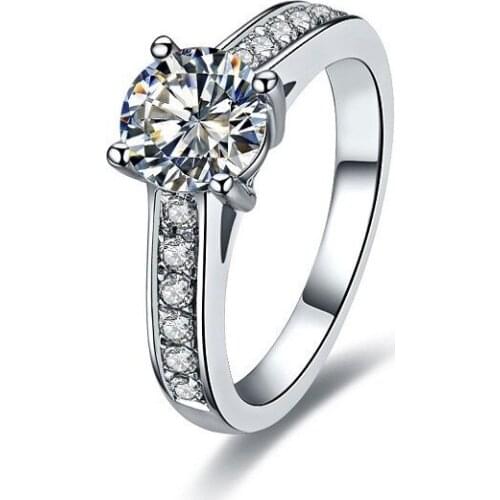 Trendy 1Carat C&C Brand Moissanite Women Marriage Ring Best 18K 750 White Gold Fine Jewelry Ring Last Forever