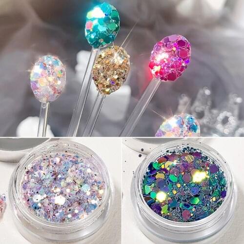 1 Box Nail Glitter Flakes Sequins Sparkly Holographics Mixed Mirror Hexagon Spangles Slices Paillette DIY Nail Art Decorations