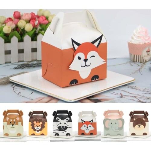 10Pcs European-Style Animal-Style Baking Packaging Box Dessert Cake Portable Packaging Box Cartoon Party Gift Packaging Box