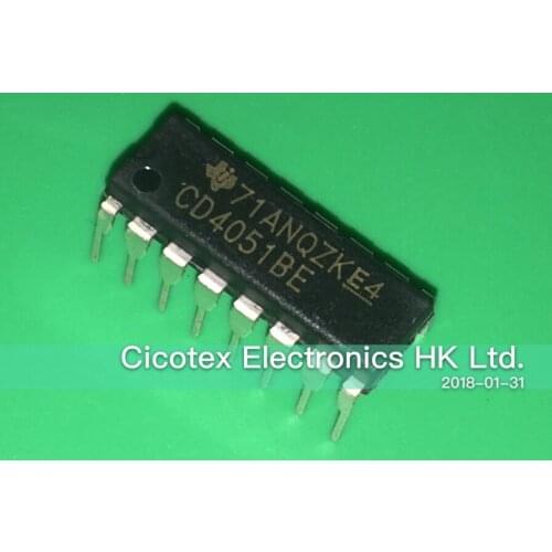 10pcs/lot CD4051BE DIP16 IC MUX/DEMUX 8X1 16DIP CD40518E
