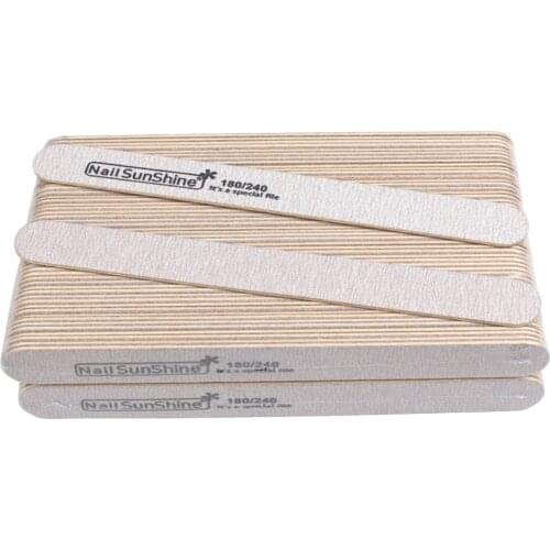 200pcs/lot Grey Wooden Sandpaper Nail File 180/240 Buffer Block Pedicure Double-sided Thick Stick Straight Manicure Files Tool