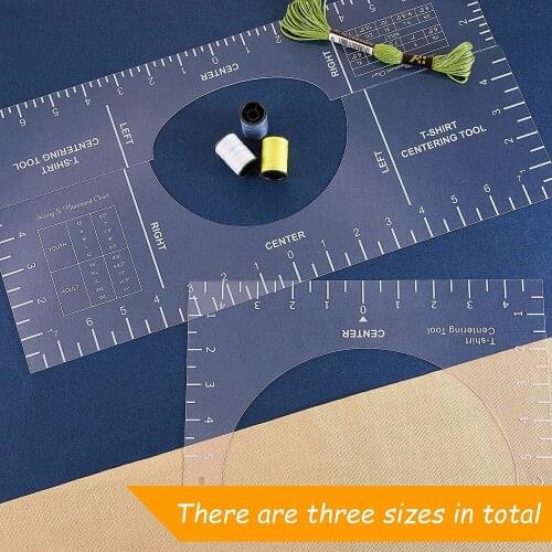 3pcs/set Transparent T-shirt Plate-making Guide Ruler Round Neck Calibration Tool DIY Sewing T-Shirt Centering Alignment Ruler