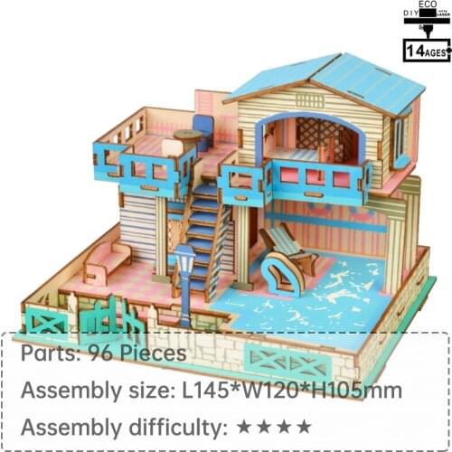 Island Villa 3D wooden puzzle popular toys Parent-child interactive toy wooden toys for kids puzzles Gifts for children