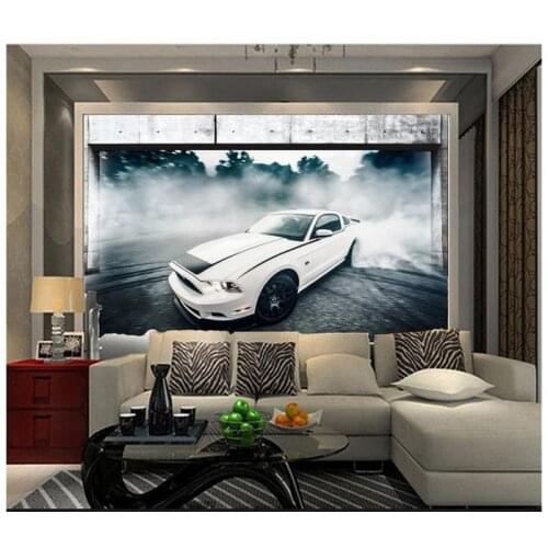 3d murals wallpaper for walls 3 d Beautiful car drift sitting room TV setting wall papers for living room decoration