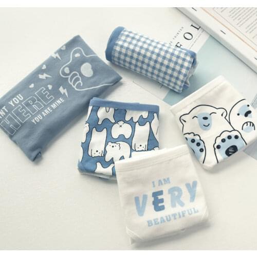 5pcs/lot Womens Comfort Panties Print Lattice Cactus Bear Underwear Bow Fashion Low-Rise Soft Cute Female Lingerie Underpants