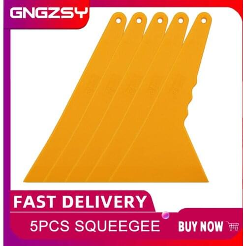 5pcs Triangle Scraper Yellow Plastic 24*12cm with Long Handle Vinyl Film Glue Removing Industry Floor Cleaning Squeegee 5A01