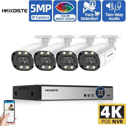 8CH CCTV system outdoor Camera Waterproof Bullet Night Color vision surveillance 5MP NVR Two-way Audio surveillance kit ONVIF