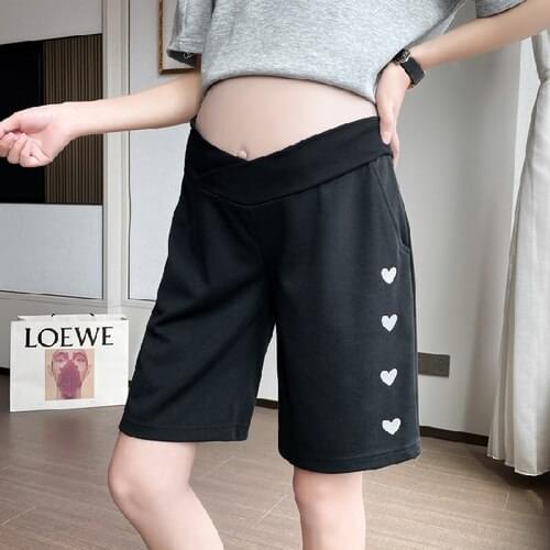 90666# Maternity Jeans Shorts Maternity Jeans Summer Sport Style Pants Elastic Waist Maternity Trousers