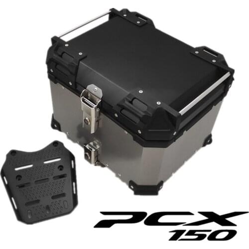 45L 55L 65L Motorcycle Trunk Trunk Storage Top For Honda PCX 125 150 PCX150 PCX125 Rear Luggage aluminum alloy box waterproof
