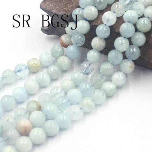 Free Shipping 6mm 8mm 10mm 12mm Aquamarines Blue Gems Stone Jewelry Handwork DIY Round Beads Strand Wholesale 15"