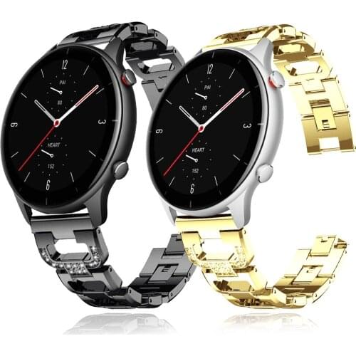 Luxury Diamond Bracelet Stainless Steel Strap for Huami Amazfit Watch GTS 2/Bip Band for Amazfit GTR 42/47mm 2/2e Watch 20 22mm