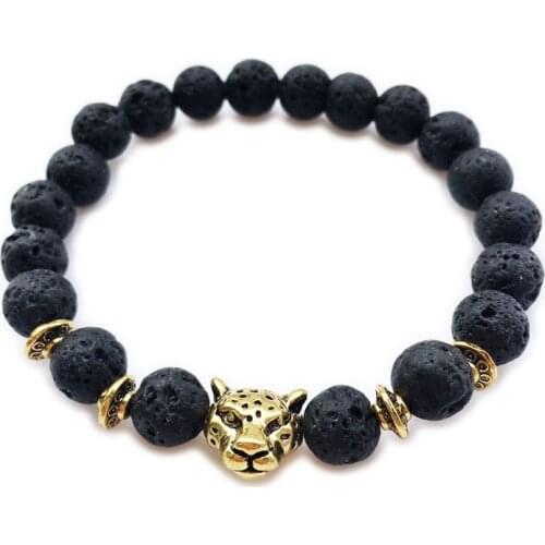Natural Stone Beads Men Bracelets Lucky Charm Matte Black 8mm Bead Onyx Stone Matt Tiger Leopard Bracelets For Men Jewelry gift