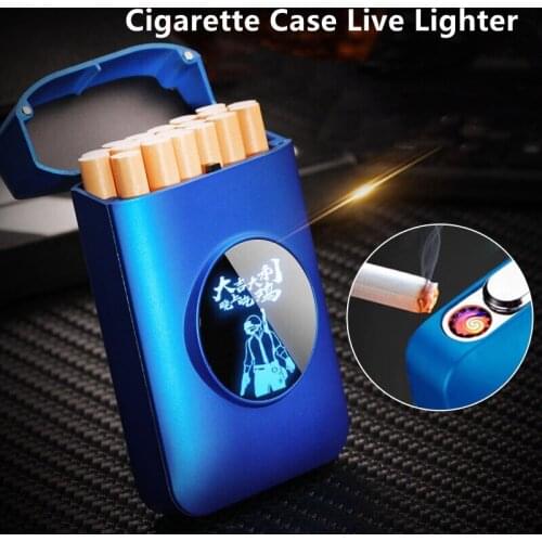 New Windproof Resin Cigarette Case Lighter Rechargeable USB Lighter 19PCS Tobacco Storage Holder Men Smoking Gadgets