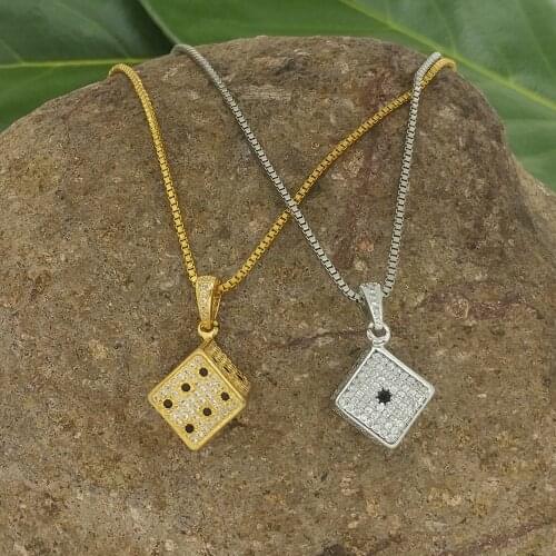 CZ Crystal Cube Necklace Women collar dorado Long Cubic Zirconia Dice Cube Necklaces Figure 1 to 6 Number Necklace collar cubo
