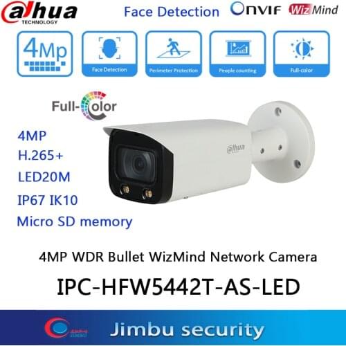 Dahua WizMind IP Camera 4MP IPC-HFW5442T-AS-LED Micro SD memory, IP67,IK 1/1.8” 4Megapixel progressive scan CMOS