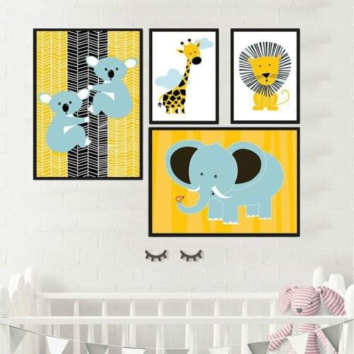 Nordic Style Animal Giraffe Lion Koala Decorative Canvas Painting Childrens Room Living Room Fresco Wall Pictures Animal Print