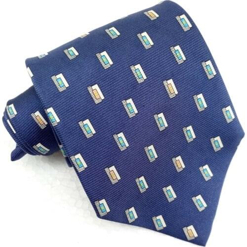 Cravatta blu nuova geometrica Enrico Coveri mushroom long business/marriage