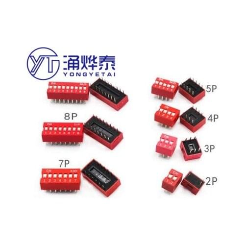 Hot sale 2.54mm red DIP switch 1P/2P/3P/4P/5P/6P/7P/8P/9P/10P Red Switch Free shipping