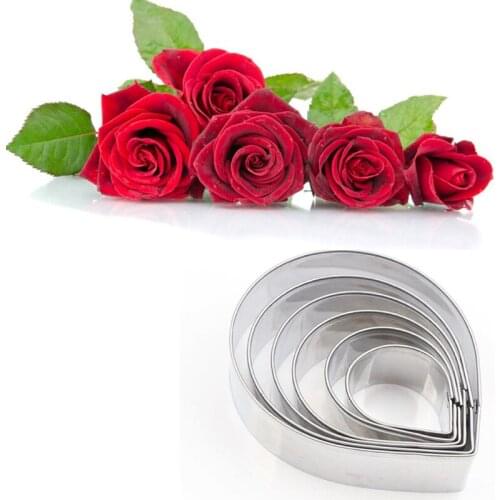 Rose Petal 6Pcs Stainless Stell Cookie Cutter Pastry & Biscuit Baking Cutter Cake Decorating Tools Cupcake Mold Fondant Tools