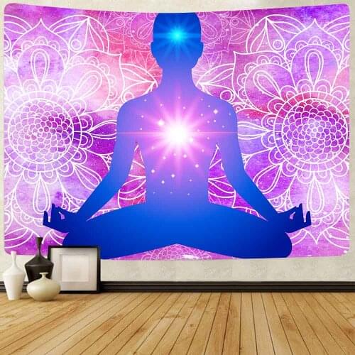 Simsant Chakra Tapestry Yoga Meditation Colorful Mandala Flower Constellation Wall Hanging Tapestries for Living Room Home Decor