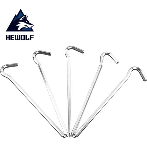Hewolf 10PCS/Lot Aluminium alloy Tent Stakes 18cm Tent Pegs With Hook Camping Canopy Nail Outdoor Canopies Ground Nails
