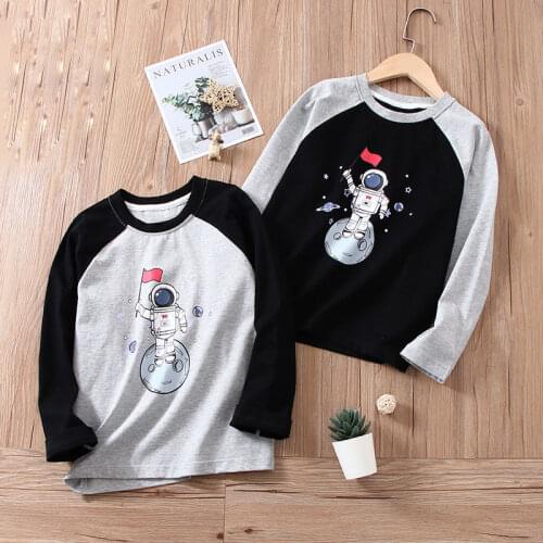Kid Boys Cotton Round Neck T-Shirt Baby Girls Long Sleeve Tops Spring Autumn Teens Cartoon Casual Sweatshirt Childrens Clothing