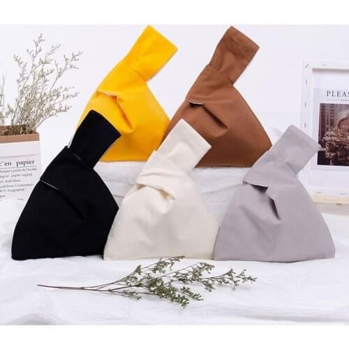 Cotton Wrist Bag Fabric Mini Candy Color Japanese Student Practical Tote Bag Simple Carrying Snacks Key Cosmetics Phone Storage