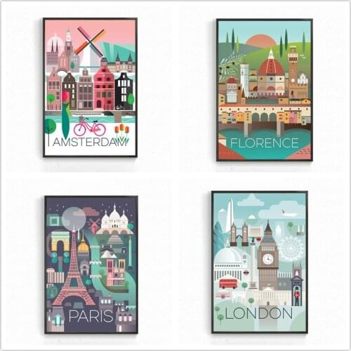 Kexinzu Country City Scenery 5D DIY Diamond Painting Cross Stitch Amsterdam London Paris Mosaic Embroidery Room Decor Art