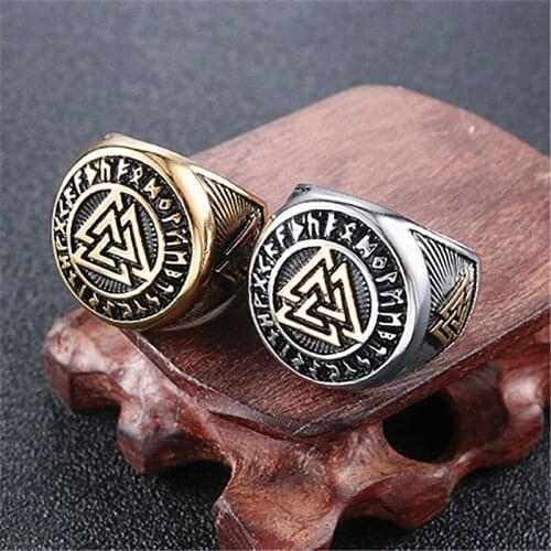 Stainless Steel Ring Men Valknut Rings Viking Amulet Punk Ring Vintage Nordic Jewelry Gift For Men Party Jewelry Wholesale