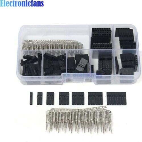 310Pcs 2.54mm Male+Female Dupont Wire Jumper Line Cable Connector Kit PCB Headers 1/2/3/4/5/6/8 Pins Electronics DIY Kit