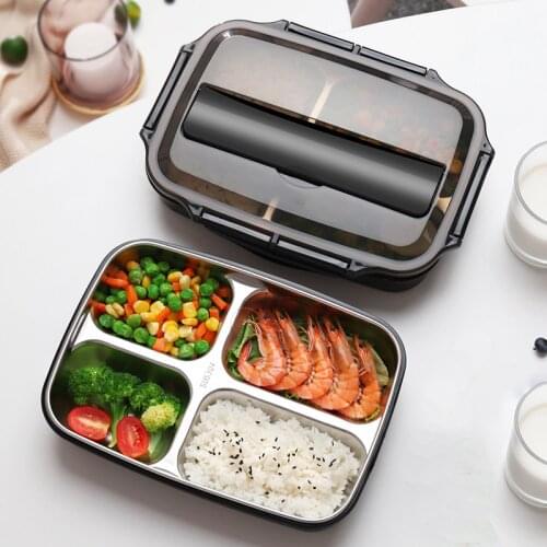 304 stainless steel divided lunch box heat preservation student fast food box bento box kindergarten anti-hot sealed fast food