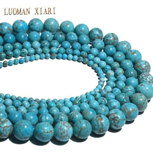 Wholesale Natural Blue Turquoises Stone Beads Round Loose Beads For jewelry Making DIY Bracelet Necklace 4-12mm Strand 15.5
