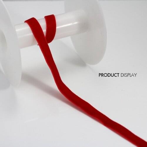 Solid Color Red Velvet Applique Trim Decorated Ribbon Tape10mm Sewing Supplies for Craft DIY Accessories 100yard/T742