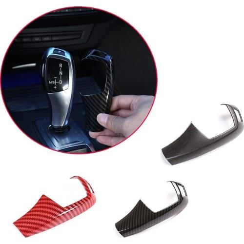 LHD For BMW E60 E70 E71 5 Series X5 X6 Real Carbon Fiber Car Interior Gear Shift Knob Cover Decoration Auto Gear Head Cover Trim