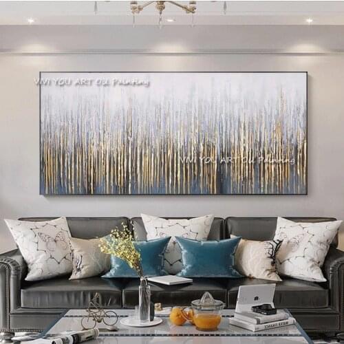 The Fashion Handpainted Abstract Oil Paintings Yellow Blue Canvas Art Wall Art Pictures Home Wall Decor for Living Room Bed Room