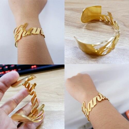 Stainless Steel Fashion Bracelet Custom Cuff Bangles for Women Men Personalized Customized Gold Bangle Graduation Jewelry Gifts