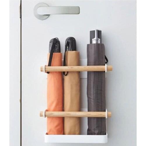 Umbrella Holder Suction Wall Two Layers Storage Rack Iron Adjustable Modern Umbrella Stand Rack Household Supplies Durable Shelf