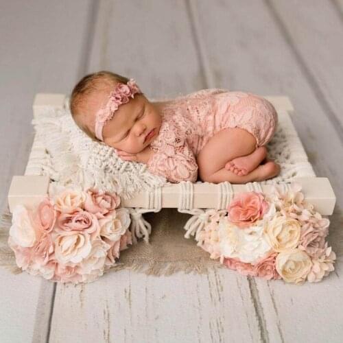 2021 New Newborn Photography Props Woven Chair Baby Photo Shooting Crib Photo Posing Bed with Tassels