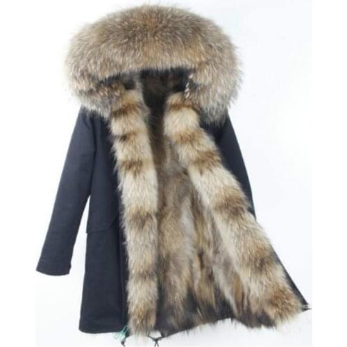 MAOMAOKONG 2020 new natural With Raccoon Fur Collar winter jacket Long Women fur liner hooded parkas