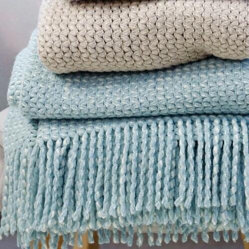 New Nordic leisure tassel knitted sofa blanket office nap blanket shawl air conditioning blanket Throw 130*170cm