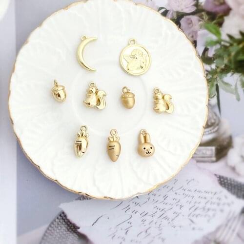 New style 50pcs/lot cartoon 3D chestnut squirrel moon carrot shape alloy floating locket charms diy jewelry earring accessory