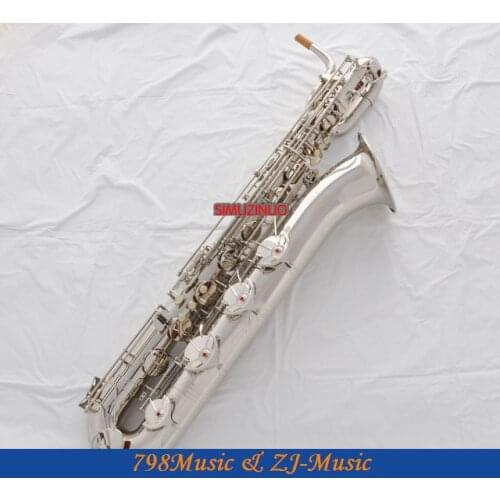 Support Professional Silver Plated Baritone Saxophone Sax High F# W/Leather Case