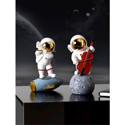 Nordic Creative Band Astronaut Spaceman Miniature Figurines Resin Craft Office Desktop Home Living Room Decoration Accessories