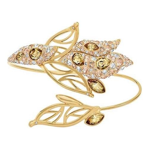 SWA 1:1 Flower Bangle Women Gold Color Leaf Bracelet Fashion