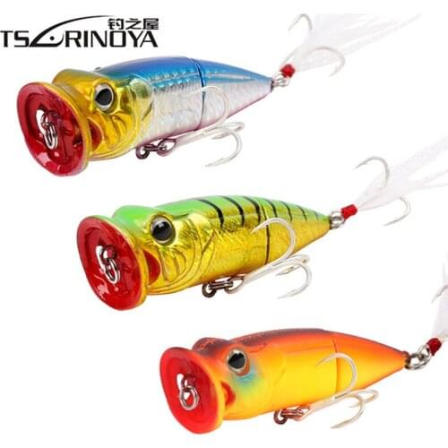 TSURINOYA Popper Bait 70mm 11g Top Water Hard Fishing Lure Blood Slot Hooks Saltwater Isca Artificial Wake Baits Pesca Wobbler