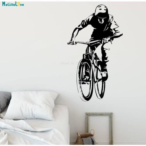 Bicycle Wall Sticker Decals Motorcross Free Style Dirt Bike Bedroom Sport Motorcycle Personalised Kids Boys Teenager Room YT1773