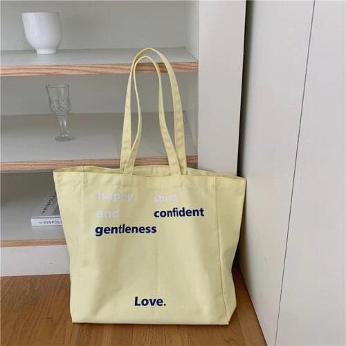 Large Capacity Women Canvas Shoulder Bags Cotton Fabric Big Tote Books Handbag Cute Beach Bag Shopping Grocery Bags For Ladies