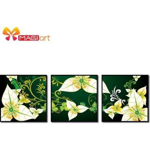 Cross stitch kits Embroidery needlework sets 11CT water soluble canvas patterns 14CT Oil painting green flowers-NCMF097